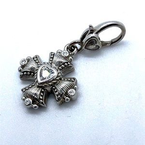 JUDITH RIPKA HEART DIAMONIQUE➕925 STERLING SILVER CROSS CHARM